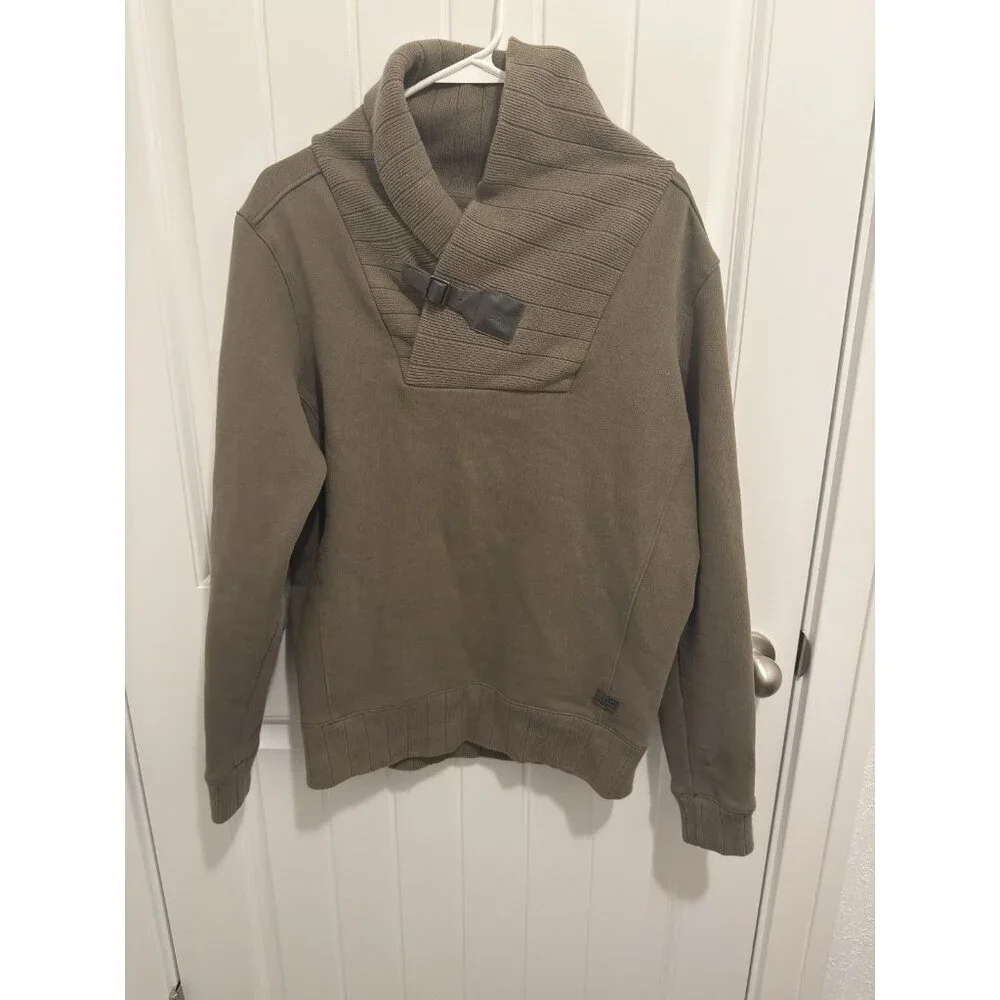 G-Star Raw Cargo Line Shawl Neck Sweatshirt Olive‎ Green Buckle Detail Mens L